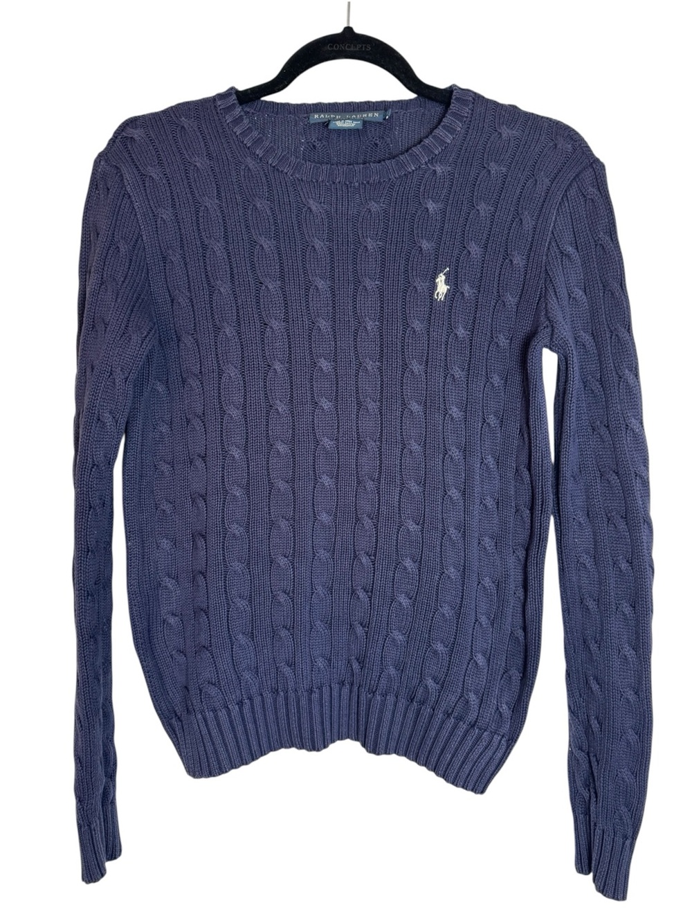 Ralph Lauren Women’s Cable Knit Crew Sweater - Navy Blue